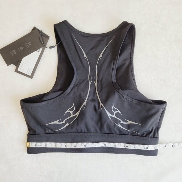 VEYND | V-Sculpt Graphic High Neck Sports Bra - Black - Picture 3 of 12